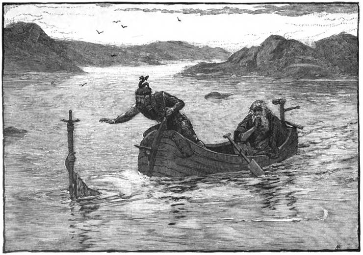 Picture Of The Lady Of The Lake Offering Arthur Excalibur By Alfred Kappes